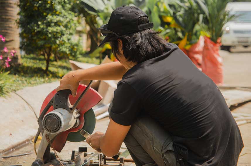 Contractor Using Circular Saw